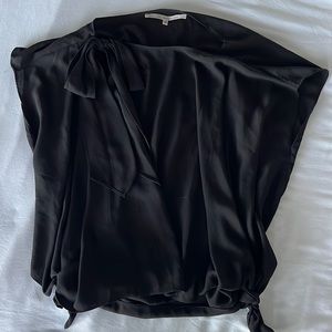 Rachel by Rachel toy black blouse size M shoulder/side tie detail, flowy